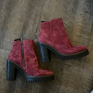 Burgundy Suede Dr Marten Magdalena Block Heel